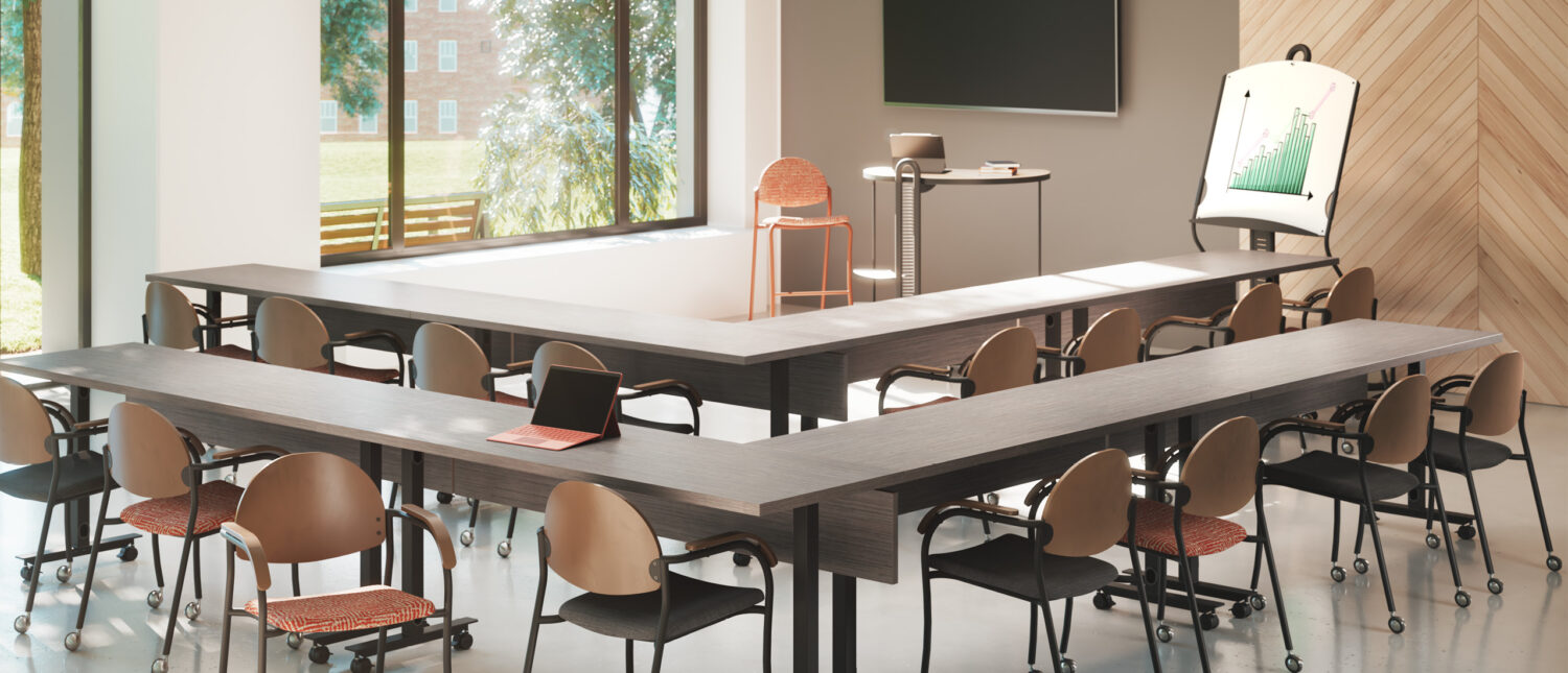 interplay looksee whiteboard and rover mobile personal table, companion american-made chair