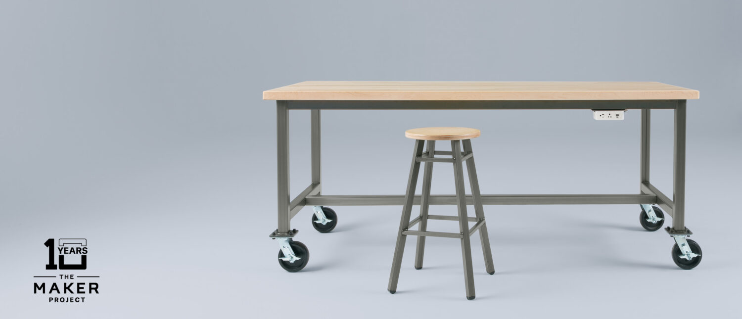maker project steel communal table