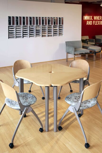 wavelink modular table, simon nesting chair