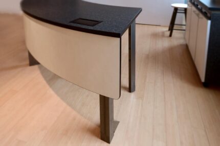 tier lecture hall table with american-made inset power access