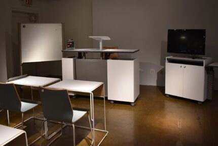 odis stacking table, zuri chair, equip instructor furniture, eliga whiteboard