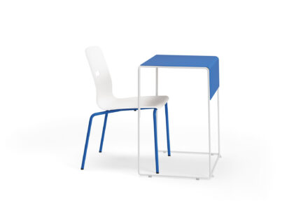 odis stacking table, sate poly shell chair