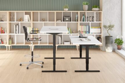 somet height adjust table, sate stacking chair