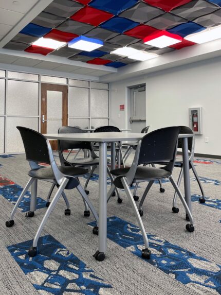 wavelink modular table, simon nesting chair