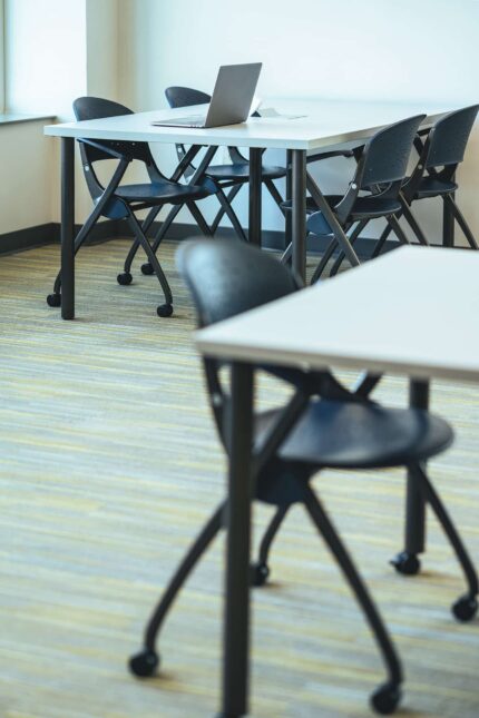 wavelink modular table, simon nesting chair