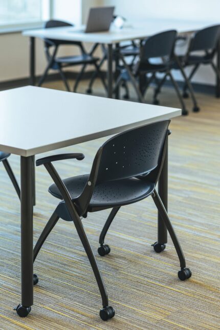 performance american-made table, simon nesting chair