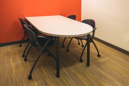 wavelink modular table, simon nesting chair