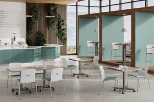 brattice table, sate stacking chair