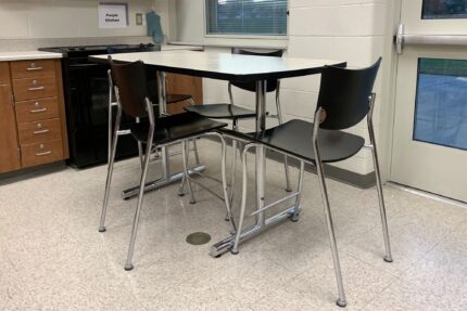 performance american-made training table with companion steel chair