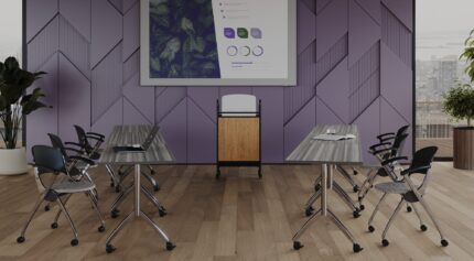 ty mobile multipurpose table, simon nesting chair, entourage mobile lectern