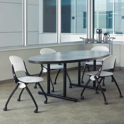 performance steel table, simon nesting chair, entourage mobile lectern