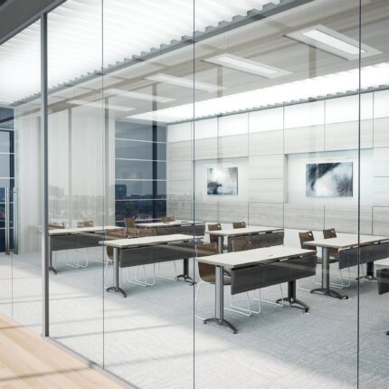 vela wire mesh table, zuri chair and stool, inset power access