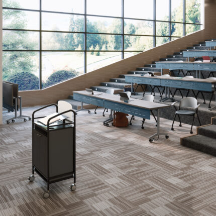 troupe steel leg table, entourage mobile lectern, simon nesting chair