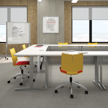 eliga commercial training table and whiteboard, quanta max chair, mho power