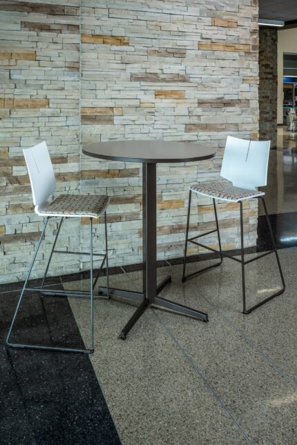 vela american-made steel table, quanta max chair