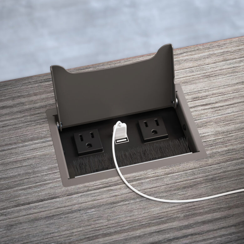 commercial communal table inset power access