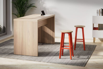 parsons communal table, troupe steel stool