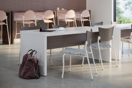 parsons communal table, companion american-made steel chair