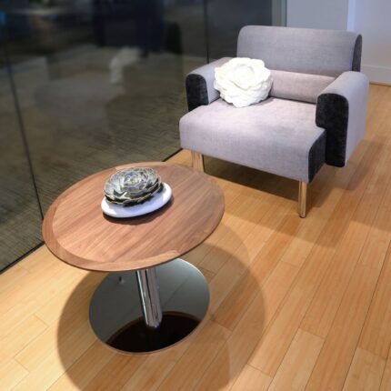 deci table, elly upholstered lounge chair