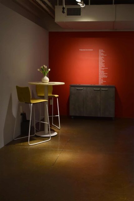 deci table, zuri seating, entourage storage cabinet