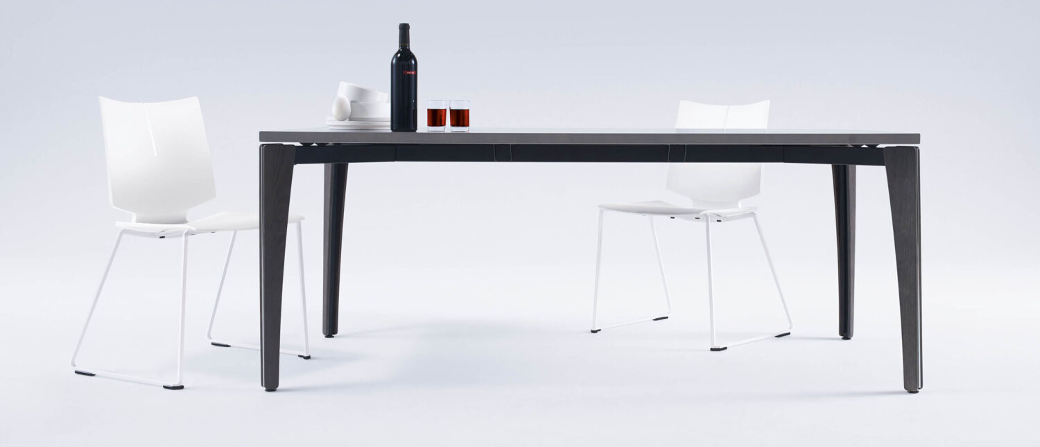 arvo communal table, quanta max sustainable stacking chair