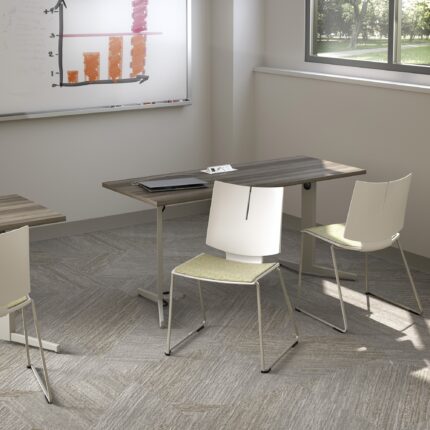 eliga training table with mho pop-up power, quanta max chair