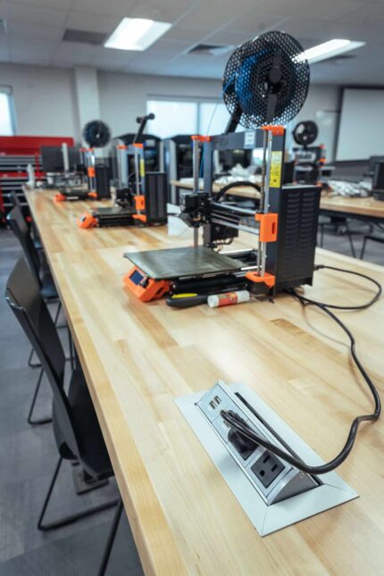university with maker project tables, quanta max stool, and byrne mho power