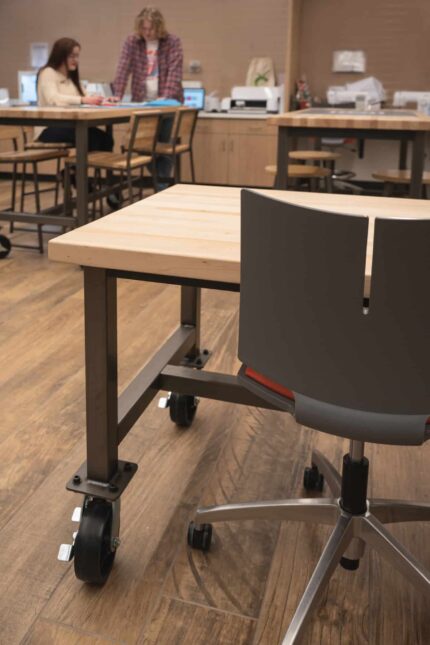 makerspace with maker project tables and seating, quanta max chair