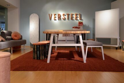 maker project table and bench, ollie storage stool, maker project whiteboard, oh! steel screen