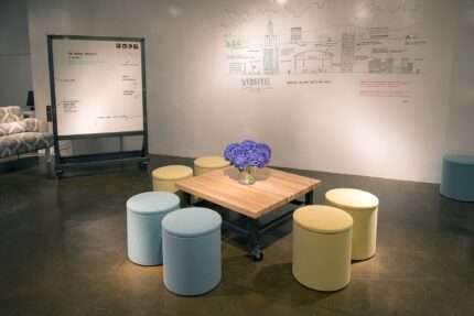 maker project table, maker project whiteboard, ollie storage stool