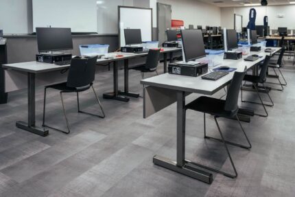 maker project steel table and whiteboard, quanta max chair