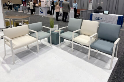socius healthcare lounge chair, GeoMetrix corian occasional table