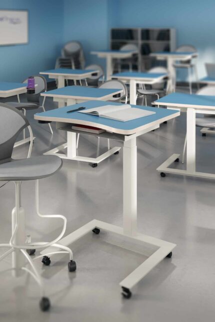 darby ergonomic adjustable height table, chela chair