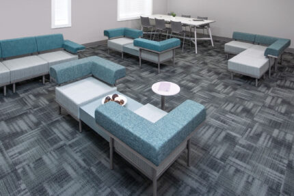 catwalk flexible seating system, oh! table, troupe steel leg table, quanta max chair
