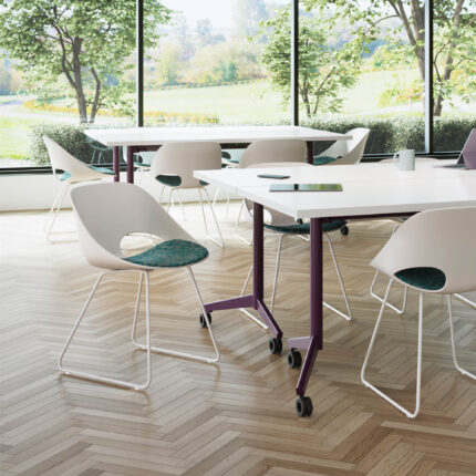 troupe steel leg table, nerita poly shell chair