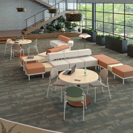 catwalk seating system, deci table, companion american-made chair
