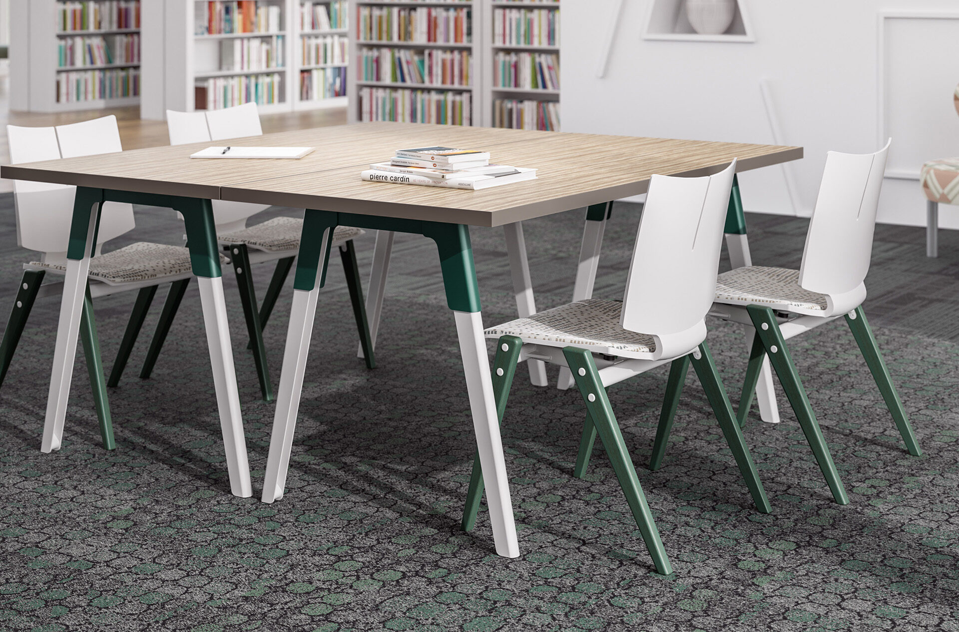 troupe collaboration training table, quanta max sustainable chair
