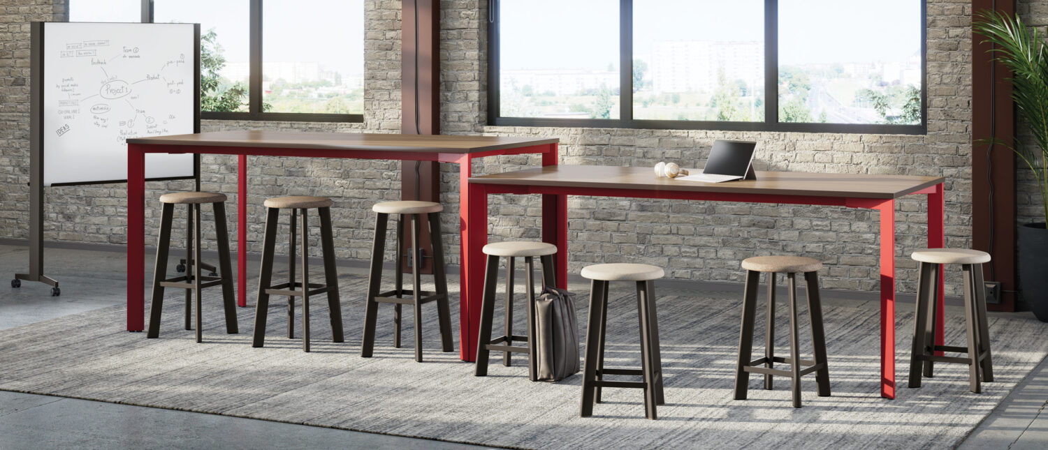 eliga commercial table, rai stool