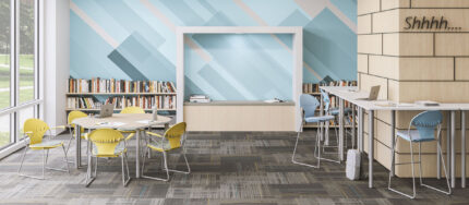 wavelink modular table, Chela American-made steel chair