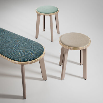 Troupe steel stool and bench