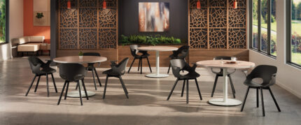 deci table, nerita poly shell chair