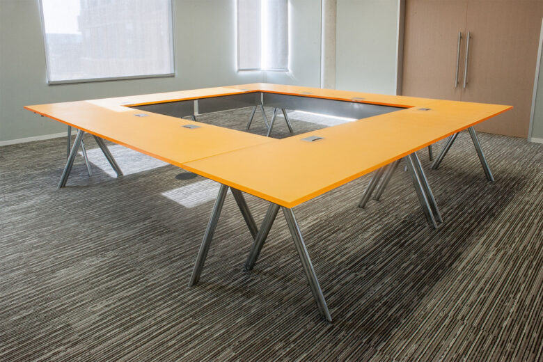 paces conference training table with american-made inset power access