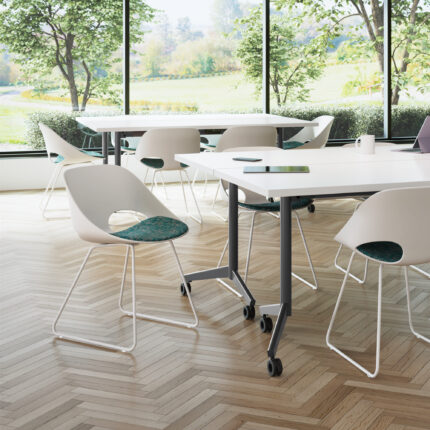 troupe training table, nerita sustainable molded chair