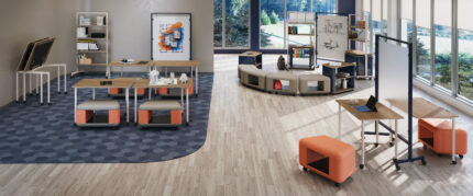 Rollic mobile furniture in flexible education space