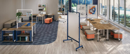 Rollic mobile furniture in flexible education space