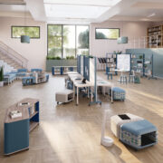rollic mobile furniture, deci table, rai steel stool, vesta power