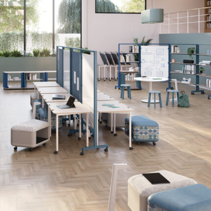 Rollic mobile furniture, Catwalk lounge, Rai steel stool, deci table, Vesta portable power
