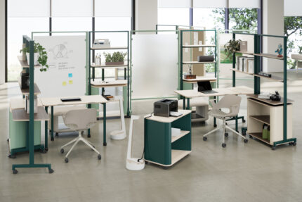 rollic mobile furniture, nerita sustainable molded chair, vesta portable battery-powered charging