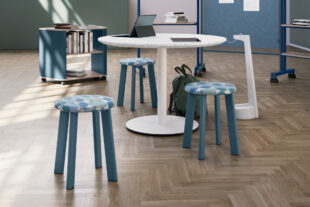 deci table, rai steel stool, rollic mobile furniture, vesta power