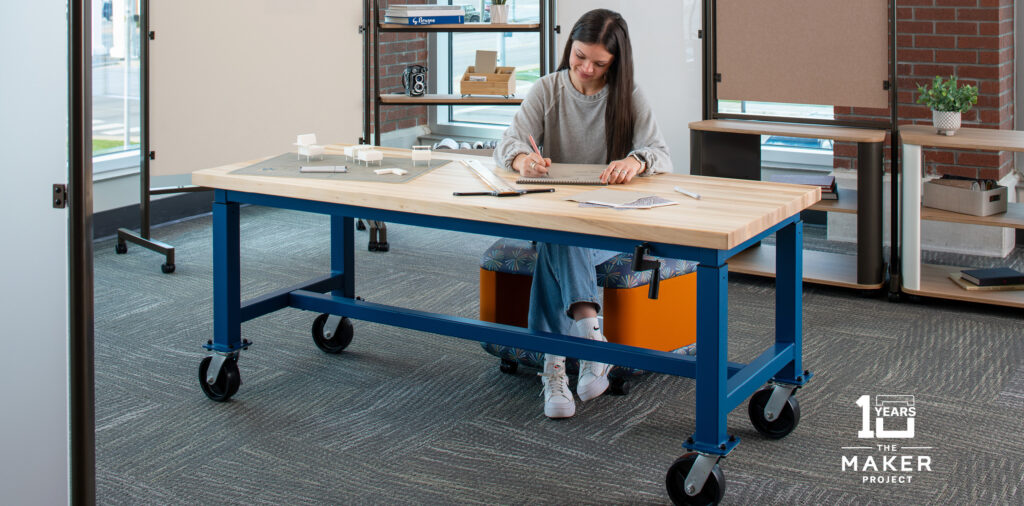 maker project steel communal table